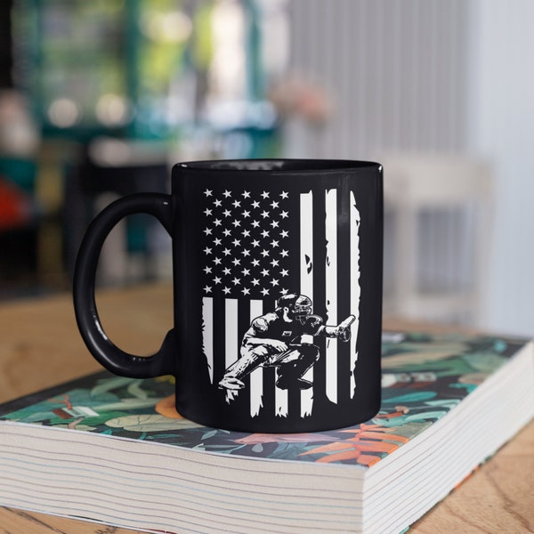 Baseball Catcher Mug, American Baseball USA Flag Coffee Mugs, Tumbler Travel Mug Beer Can Holder Cooler