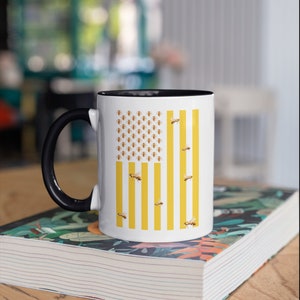 Beekeeper American Flag Mug, USA Beekeeping Bee Coffee Mugs, Patriotic Honey Bee Gift, Gifts,  Tumbler Travel Mug Beer Can Holder Cooler
