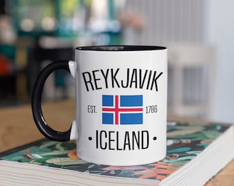 Reykjavik Iceland Mug, Iceland Souvenir Coffee Mugs, Tumbler, Travel Mug, Beer Can Holder Cooler, Water Bottle