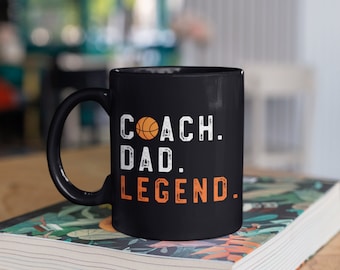 Basketball Coach Dad Legend Mug, Basketball Manager Fathers Day Coffee Mugs, Tumbler Travel Mug Beer Can Holder Cooler