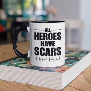 Funny Surgery Mug, All Heroes Have Scars Coffee Mugs, Surgery Recovery Get Well Soon Gift, Appendix Removed Gifts,  Tumbler