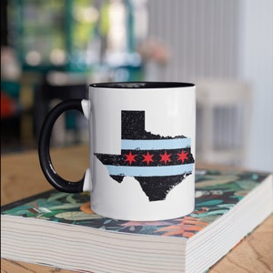 Texas Chicago Mug, Texan Chicagoan Coffee Mugs, Chicago Flag Gifts for People From Chicago, Camp Mug, Tumbler
