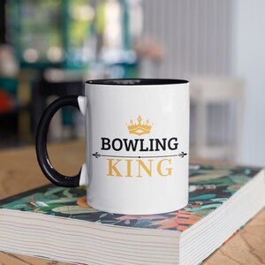 Bowling King Mug, Bowler Mug, Coffee Mugs, Tumbler, Travel Mug, Beer Can Holder Cooler, Water Bottle