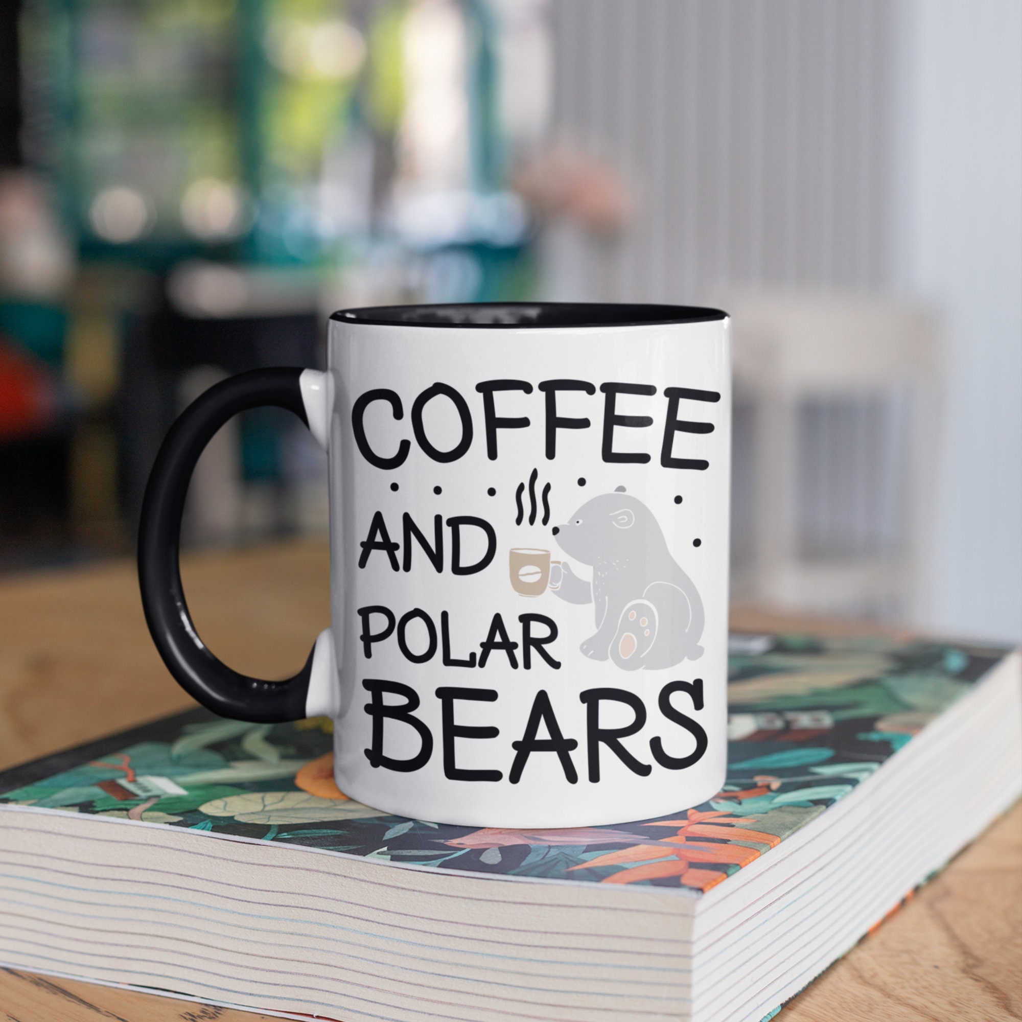 Coffee and Polar Bears Mug, Cute Polar Bear Coffee Mugs, Tumbler, Travel Mug,  Beer Can Holder Cooler, Water Bottle 