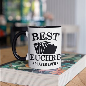 Melhor caneca de café do jogador de Euchre, canecas engraçadas do jogo de cartas de Euchre, presentes, caneca de viagem do tumbler, cerveja pode suportar o refrigerador