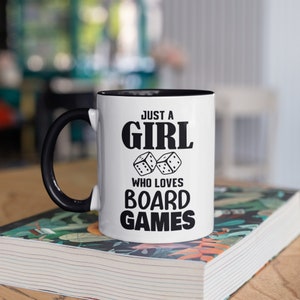 Girl Who Loves Board Games Mug, Funny Board Game Coffee Mugs, Gamer Gift, Gifts,  Tumbler Travel Mug Beer Can Holder Cooler