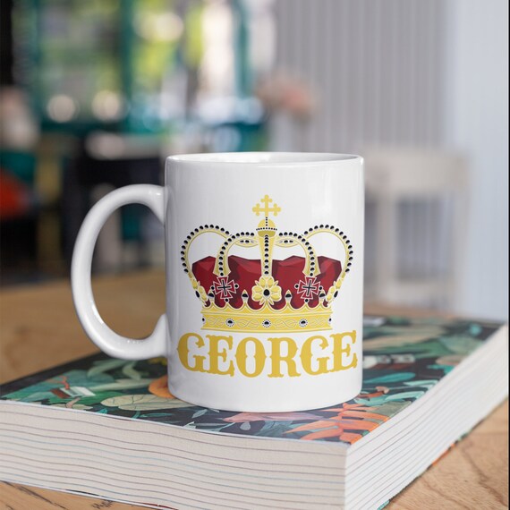 Personalisierte Krone Tasse, King Crown Tasse, George Custom Tasse Kaffeebecher, Becher, Reisebecher, Bierdosenhalter Kühler, Wasserflasche