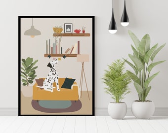 Dalmatian Wall Art, Dog illustration, Puppy illustration, Printable Wall Art, Wall Art Gift, Home Decor, Pet illustration, Digital Wall Art
