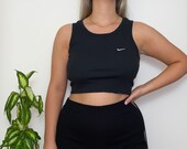 Vintage Reworked Nike Black Swoosh Tank Crop Top