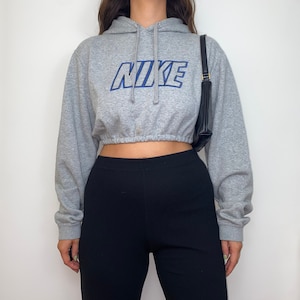 Grey cropped online nike hoodie