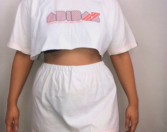 adidas crop top and skirt set