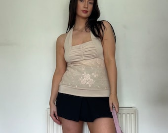 Vintage Beige 90s Halterneck Top