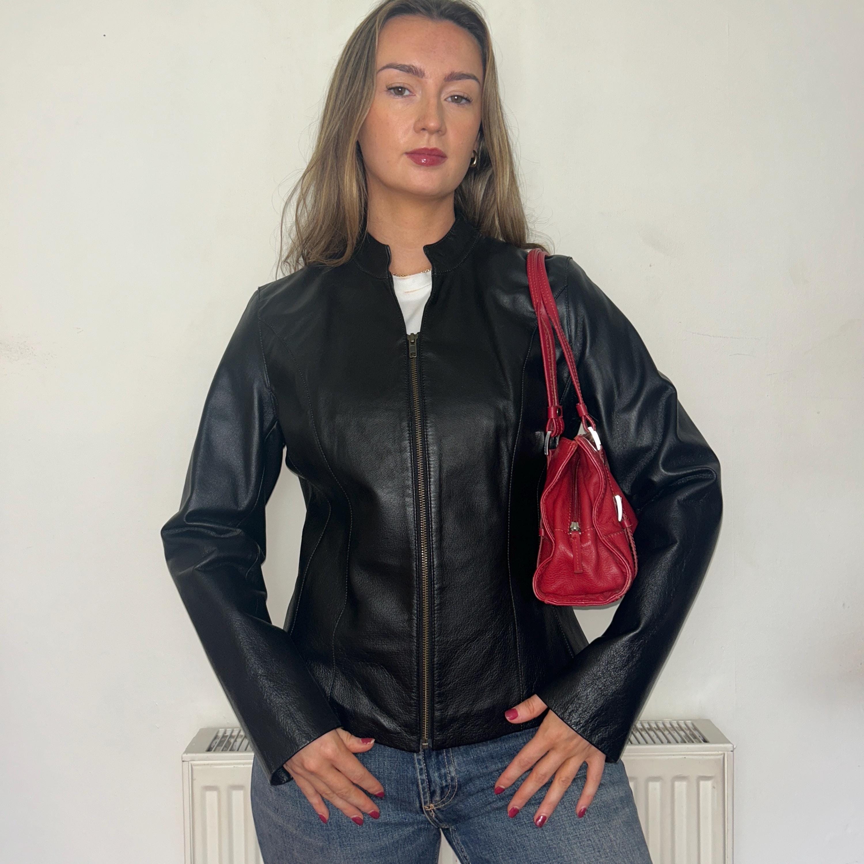 ヴィンテージ ブラックレザー ボンバージャケット - Etsy 日本