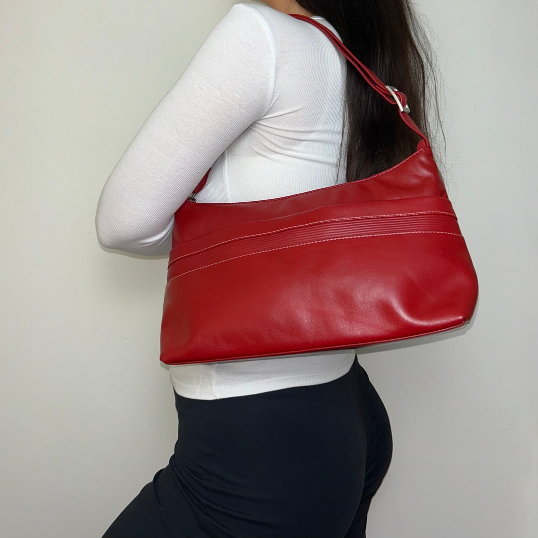 Retro Punk Subculture Y2k Millennium Patent Leather Red Shoulder Bag main image 1