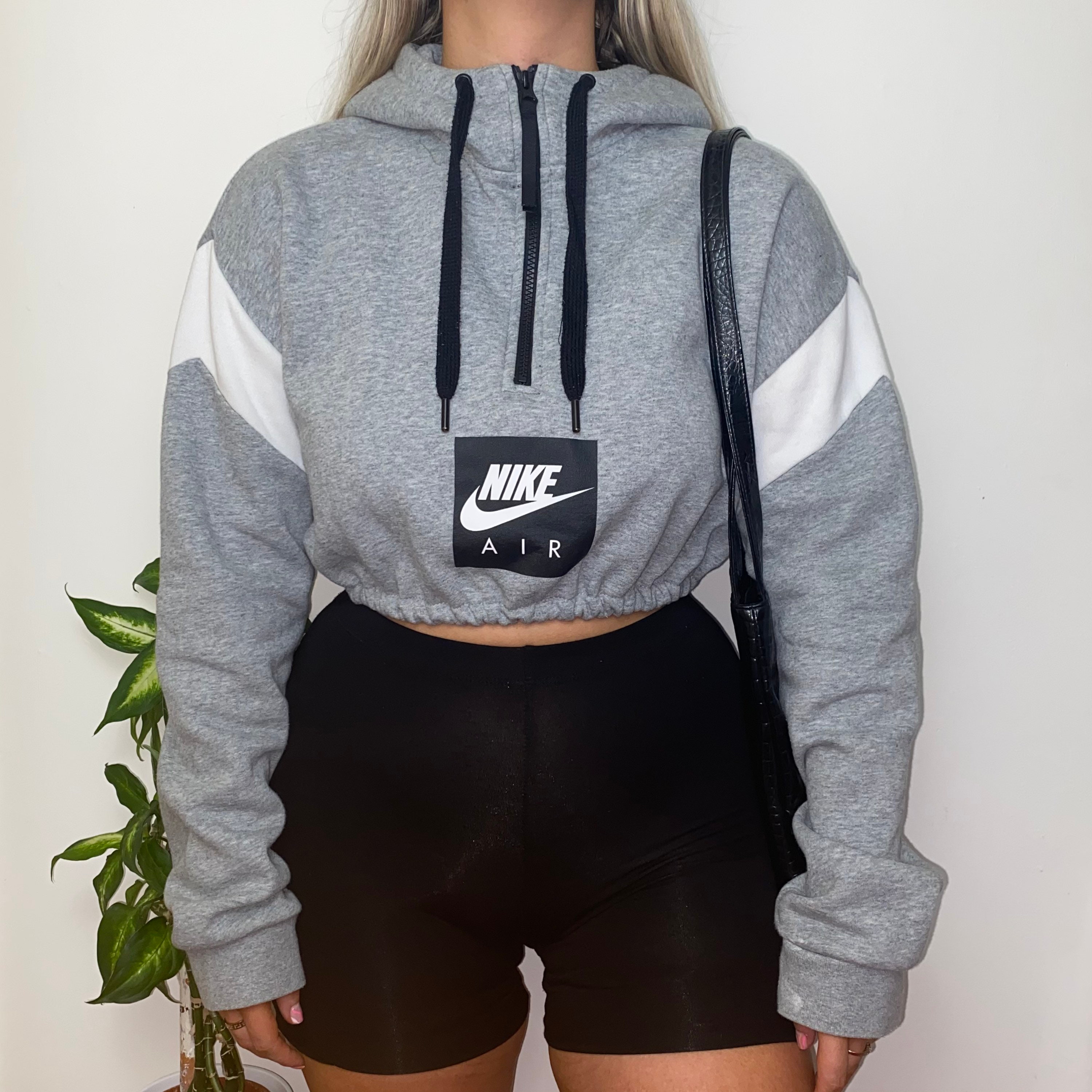 Vintage Herwerkte Nike Air Grey 1/4 Zip Cropped Hoodie | Etsy
