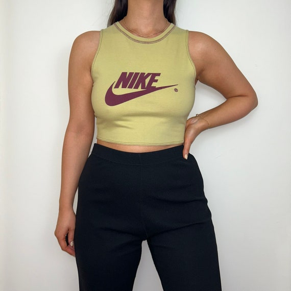 Nike Yellow 90s Reworked Tank Crop Top Etsy