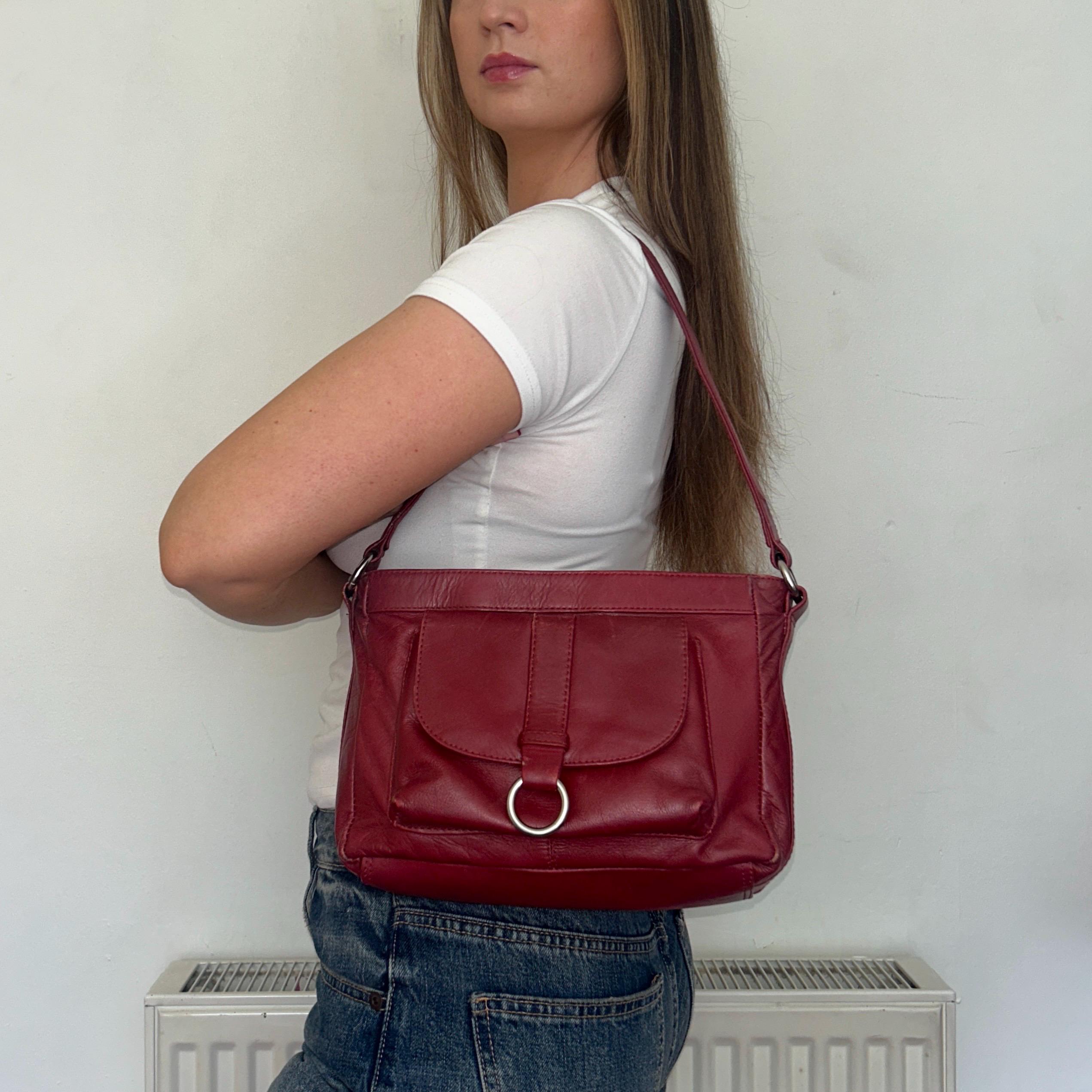 Vintage Burgundy Leather Y2K Mini Shoulder Bag - Etsy New  display picture 3