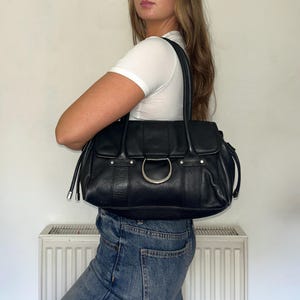 Vintage Black Leather Shoulder Bag