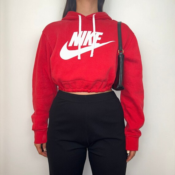 Reworked Nike Red Cropped Hoodie - Etsy 