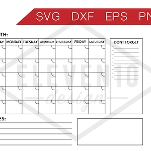 Plain Calendar Svg, Simple Calendar, Modern, Minimalist Calendar Svg, Cut File, Dry Erase Board Calendar, Printable Calendar, Cricut Planner