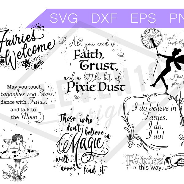 Fairy SVG Bundle, Elf design, Pixie Dust, Magic svg, Magic svg, Dragonflies, Fantasy Svg