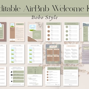 AirBnb Welcome Kit, printable file, Editable with Canva, PDF, Air B&B guest instructions, guest book, canva template