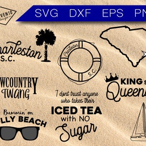 Charleston SC Bundle SVG Cut File, vacation svg bundle, southern charm, low country svg, sweet tea