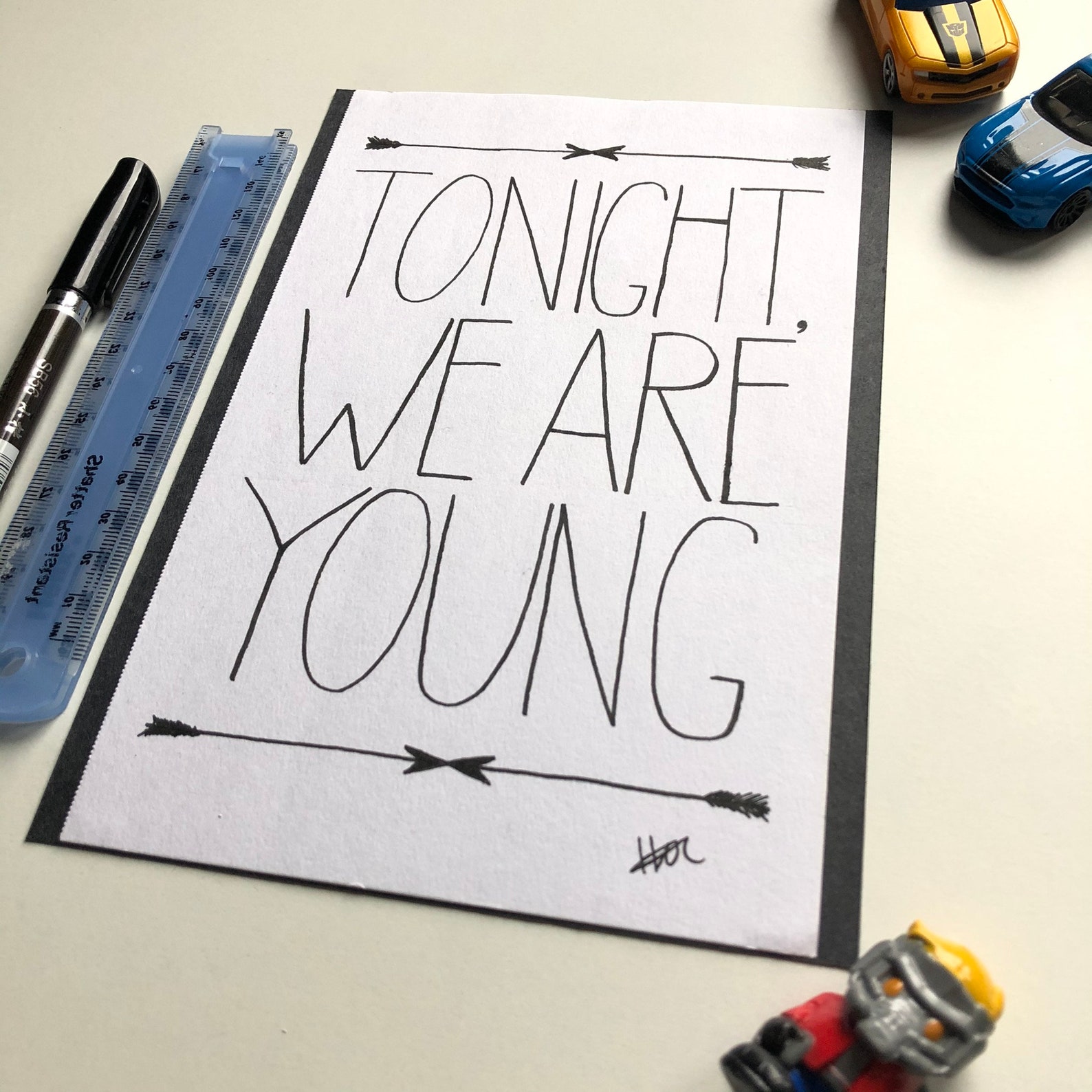 Original we are young lyrics handmade calligraphy wall art etsy