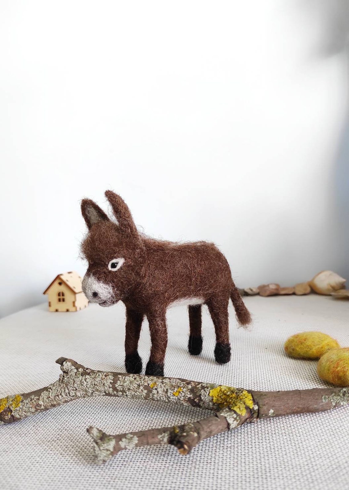 Needle felted donkey/Needle felted animals/Handmade Etsy