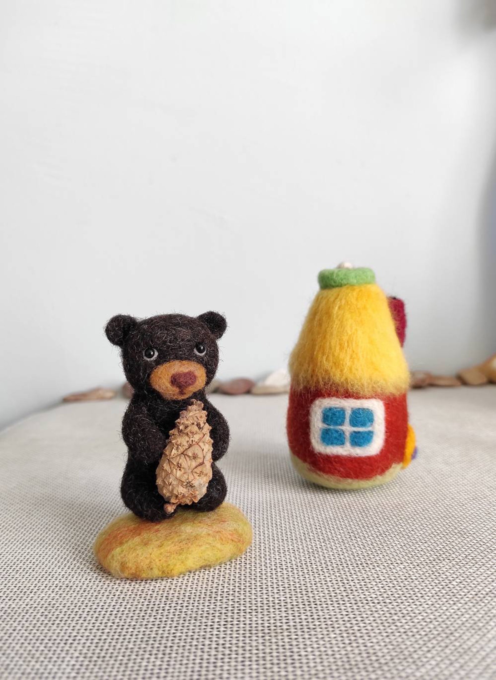 Needle felted black bear cub/Needle felted animals/Felted bear Etsy