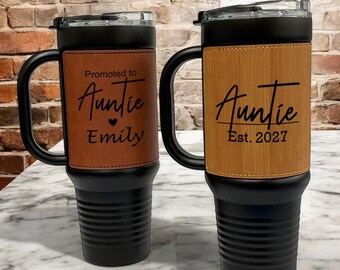 Personalized Auntie 40 oz. Leather Stainless Steel Tumbler