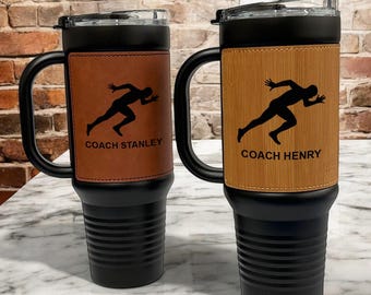 Personalized Sprinter 40 oz. Leather Stainless Steel Tumbler