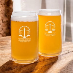Engraved 16oz Can Glass Attorney At Law Personalized Glass Gifts | Doctor Personalized Etched Can 16 Ounces Gifts {707}