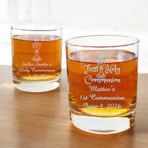 First Holy Communion Personalized Printed 24 pieces of Votive Shot Glass Favors, Holy Communion Glass Favors {Item# 732}