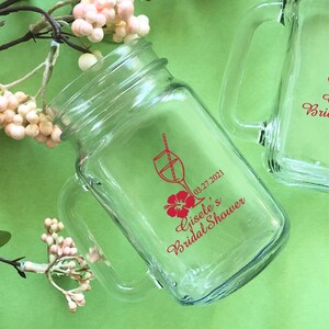 Printed 24 pieces Bridal Shower Personalized Mason Mug Glass Favors - Bridal Shower Favors {Item# 858E-S}