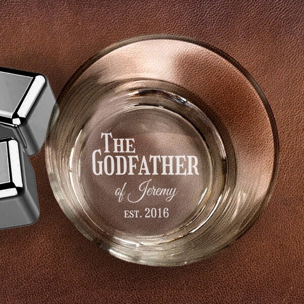 Godfather Whiskey Rocks Glasses, Personalized Etched Godfather Gift Dad Birthday Gifts {Item# 628}