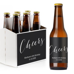 Cheers Personalized Birthday Beer Bottle Carrier or Personalized Beer Labels { 615 }