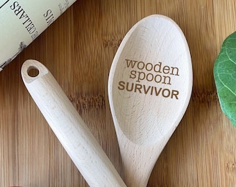 Cooking Wooden Spoon Survivor Party Engraved Etched or Blank Wooden Spoon Cooking Party Favors, Cooking Favors, Chefs Gifts - 1pc