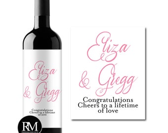 Personalized Wedding Wine Labels: Set of 12 Waterproof Bottle Stickers