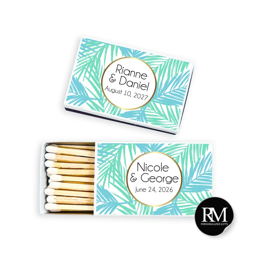 Personalized Palm Leaf Matchboxes: Wedding Favors, Pack of 50 - Etsy