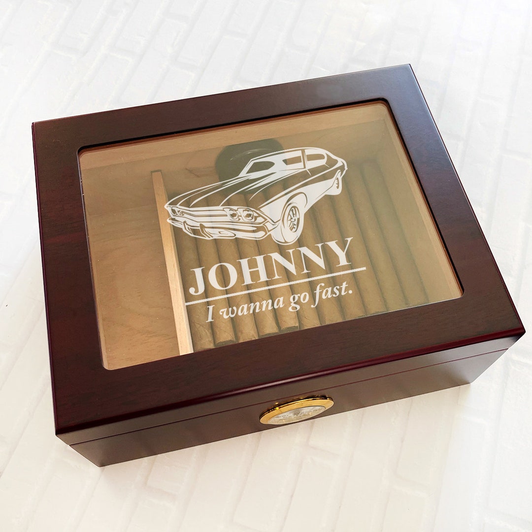 Large Size 50 Count Cigar Humidor Muscle Car Engraved Etsy
