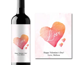 Set of 12 Love Personalized Wine Labels, Valentine's Day Wine Champagne Mini Bottle Labels 899