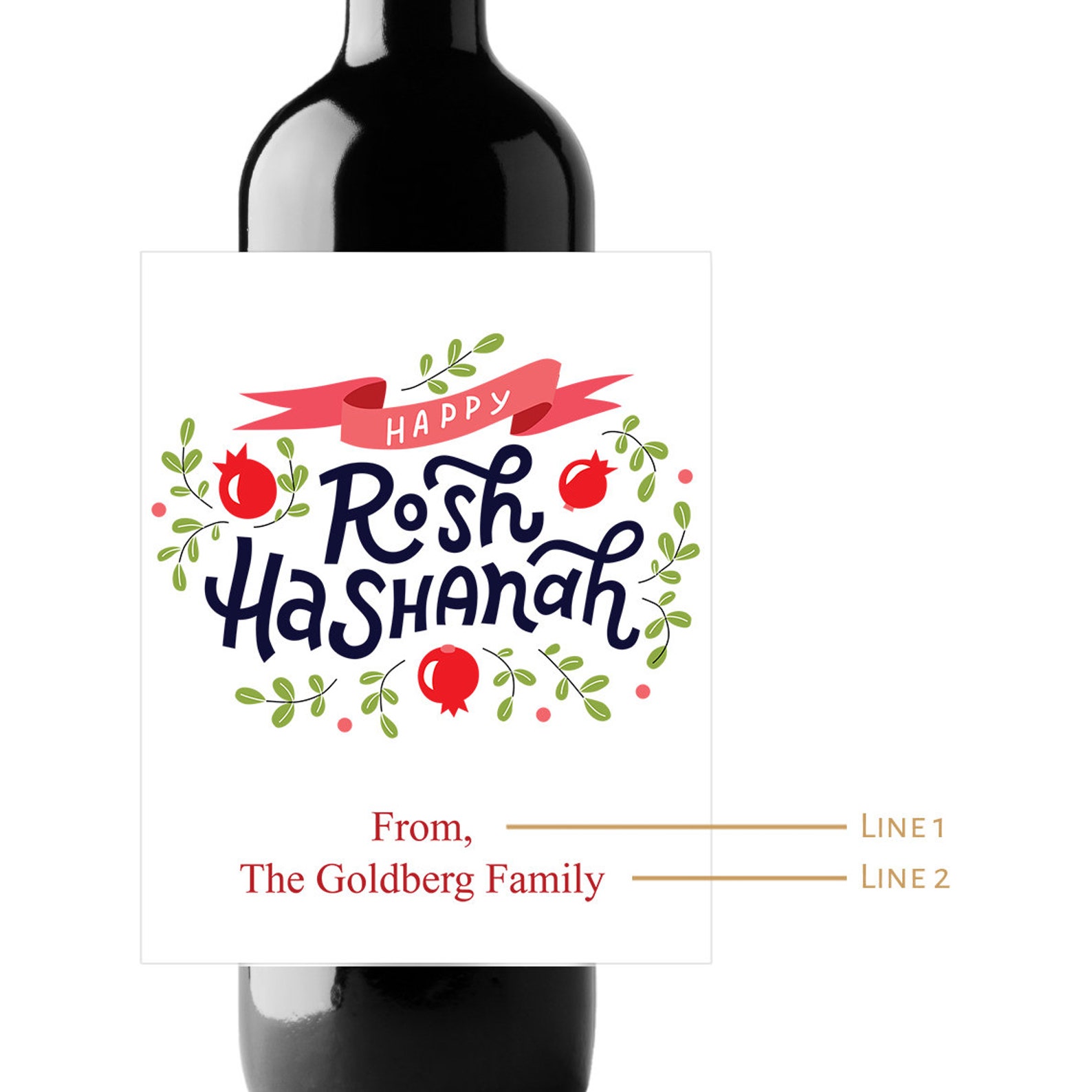 Personalized Wine Label Happy Rosh Hashanah Labels, Rosh Hashanah ...
