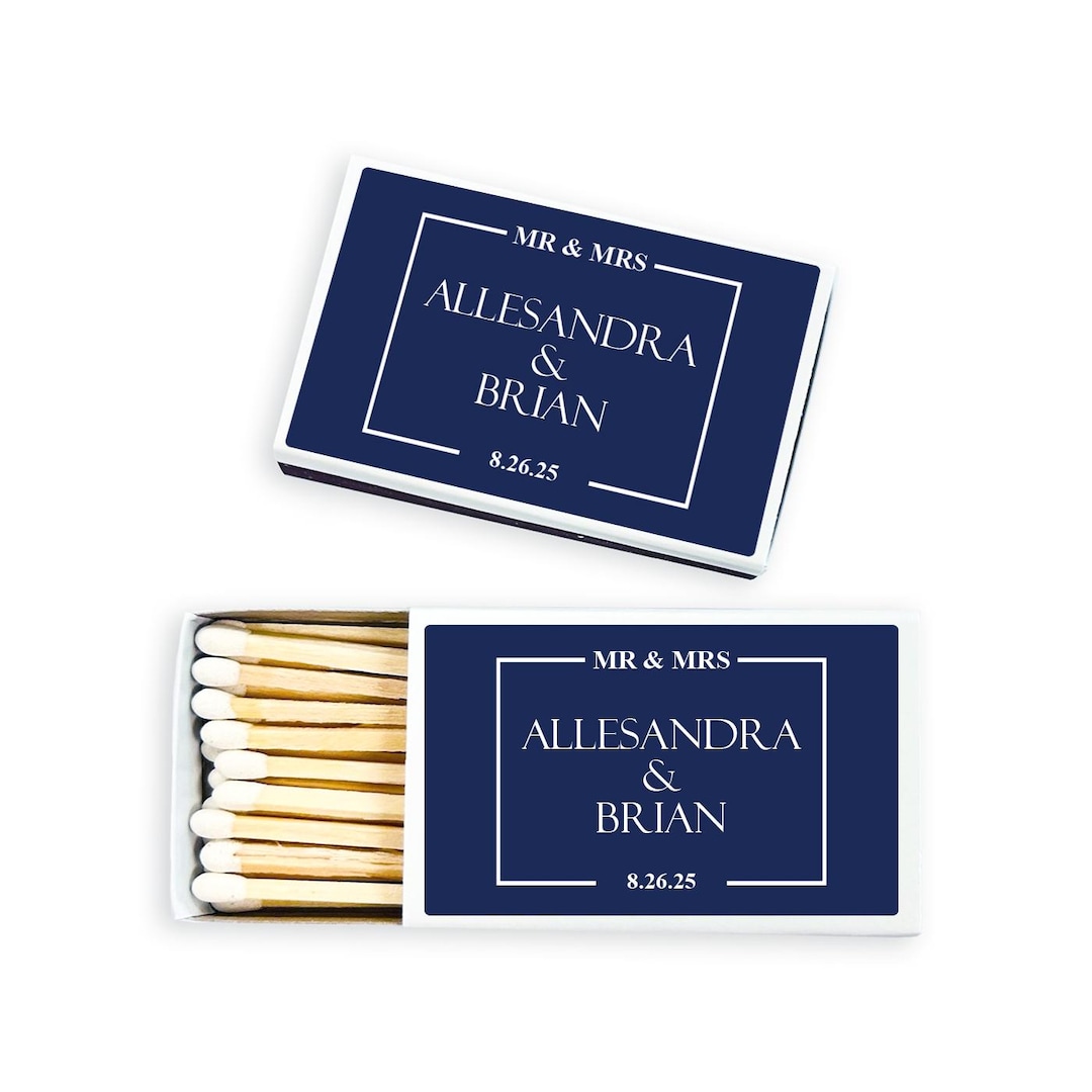 Mr and Mrs Border Personalized Matches PACK of 50, Personalized Matches ...