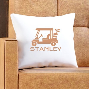 Golf Cart Design Personalized Pillow Or Pillow Case, White Satin Pillow {Item#633 R-MC18X}, Holiday Gifts, Personalized Gifts