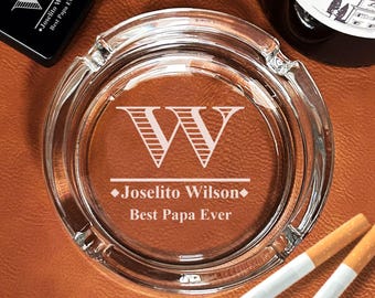 Engraved Personalized Cigarette Ashtray, Glass Engraved Personalized {Item#684}