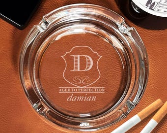 Engraved Personalized Cigarette Ashtray, Glass Engraved Personalized {Item#693}