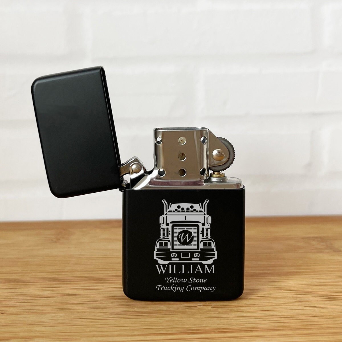Engraved Truck Driver Custom Lighter, Trucking Matte Black, Personalized Lighter