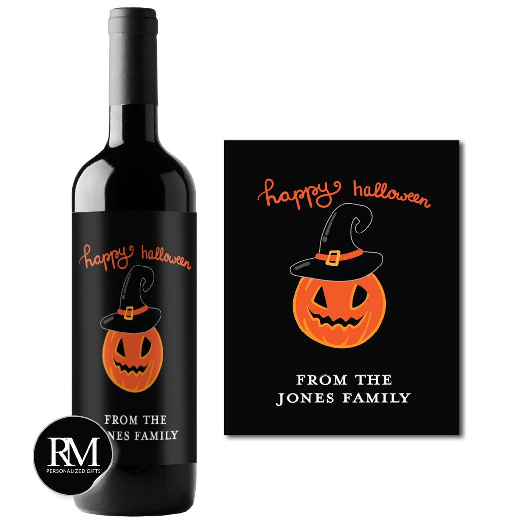 Personalized Pumpkin Halloween Wine Labels - Set of 12 - Etsy