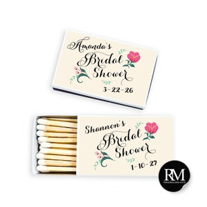 Floral Personalized Matches: Bridal Shower Favors - Pack of 50